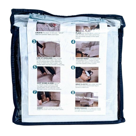 Turquoize Wing Chair Slipcover Suede Protector 1-Piece, Color Brown - Picture 2 of 5